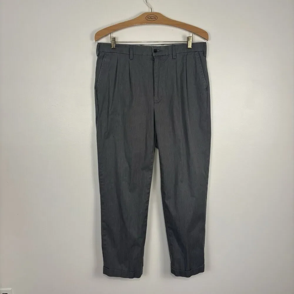 Orvis Most Comfortable Pant Pleated Chinos Cuffed, Gray, Size 36x30.5